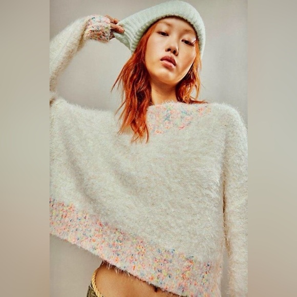 Free People Stardust Mock Neck Fuzzy Sweater Sz M - Picture 2 of 8